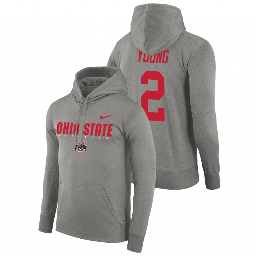 Ohio State Buckeyes Men's NCAA Chase Young #2 Gray Facility Performance Pullover College Football Hoodie BBT4049EU